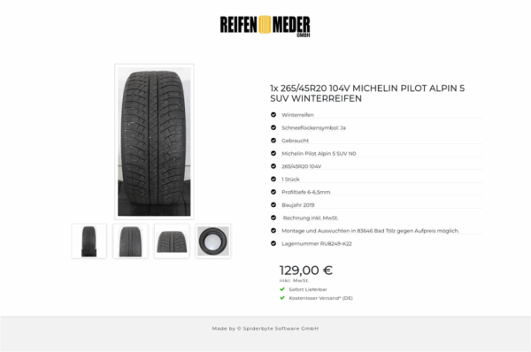 1x 265/45R20 104V MICHELIN PILOT ALPIN 5 SUV WINTERREIFEN #1GNA – Bild 5