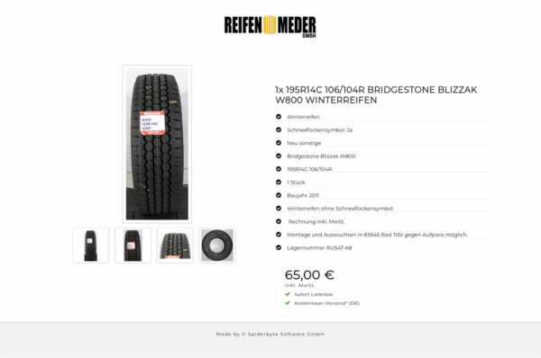 1x 195R14C 106/104R BRIDGESTONE BLIZZAK W800 WINTERREIFEN #1MGF – Bild 5
