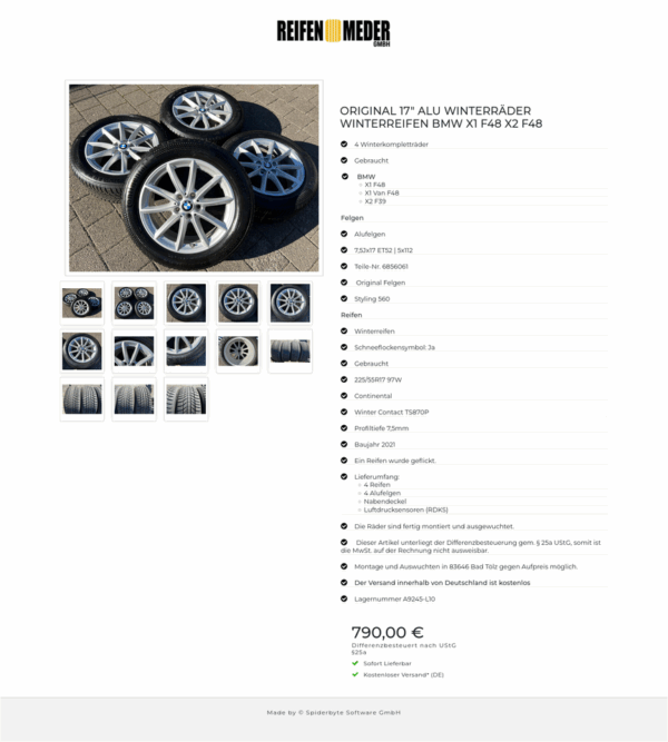 ORIGINAL 17" ALU WINTERRÄDER WINTERREIFEN BMW X1 F48 X2 F48 #1OEV – Bild 14