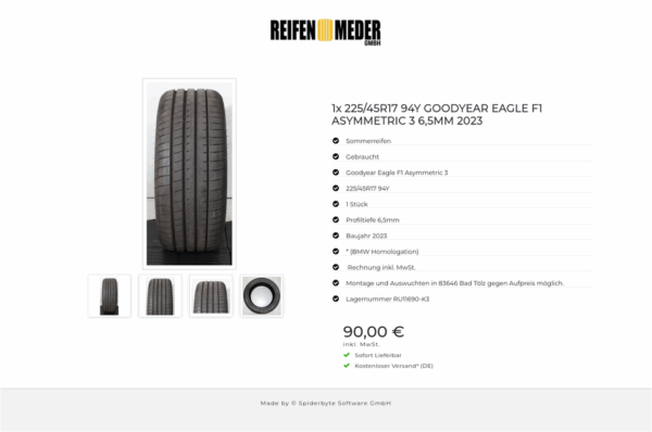 1x 225/45R17 94Y GOODYEAR EAGLE F1 ASYMMETRIC 3 6,5MM 2023 #1Z3A – Bild 5