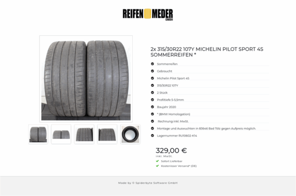 2x 315/30R22 107Y MICHELIN PILOT SPORT 4S SOMMERREIFEN * #1QSL – Bild 6
