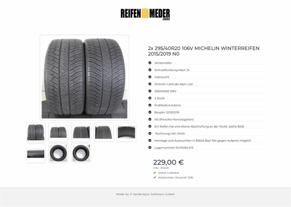 2x 295/40R20 106V MICHELIN WINTERREIFEN 2015/2019 N0 #1OSU – Bild 9