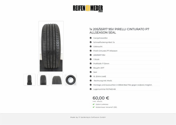1x 205/55R17 95V PIRELLI CINTURATO P7 ALLSEASON SEAL  #1COY – Bild 5