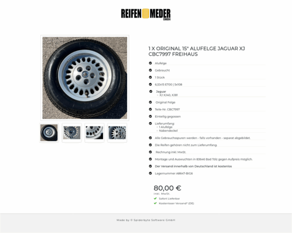 1 X ORIGINAL 15" ALUFELGE JAGUAR XJ CBC7997 FREIHAUS #1VQL – Bild 5