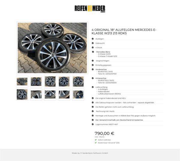 4 ORIGINAL 18" ALUFELGEN MERCEDES E-KLASSE W213 213 RDKS #1QBC – Bild 11