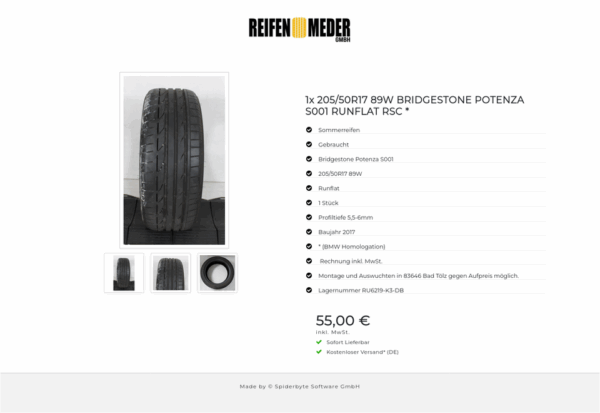1x 205/50R17 89W BRIDGESTONE POTENZA S001 RUNFLAT RSC * #18PT – Bild 4