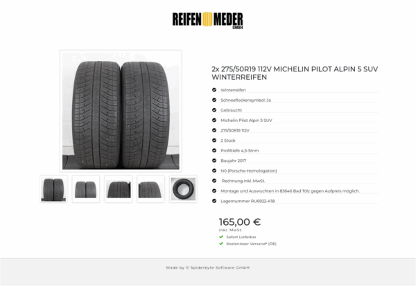2x 275/50R19 112V MICHELIN PILOT ALPIN 5 SUV WINTERREIFEN #1B5N – Bild 6