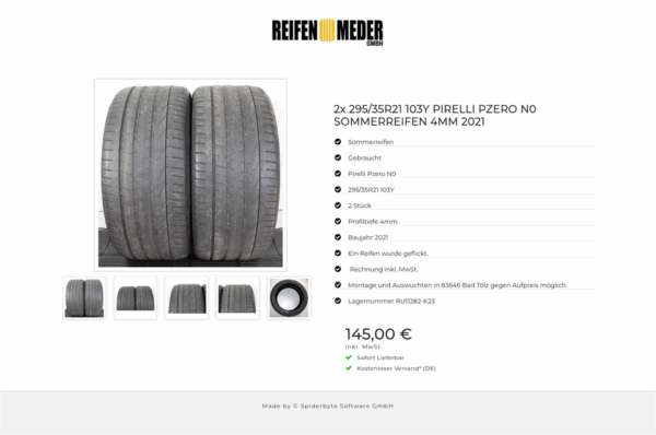 2x 295/35R21 103Y PIRELLI PZERO N0 SOMMERREIFEN 4MM 2021 #1V8E – Bild 6