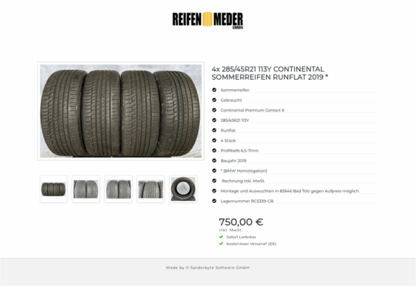 4x 285/45R21 113Y CONTINENTAL SOMMERREIFEN RUNFLAT 2019 * #9876 – Bild 6