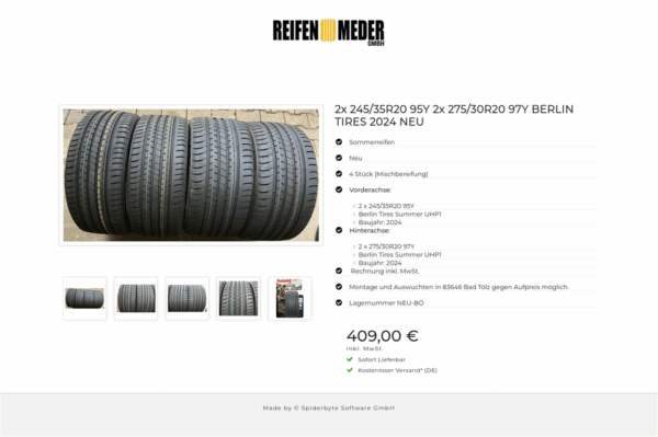 2x 245/35R20 95Y 2x 275/30R20 97Y BERLIN TIRES 2024 NEU #1Y3F – Bild 6