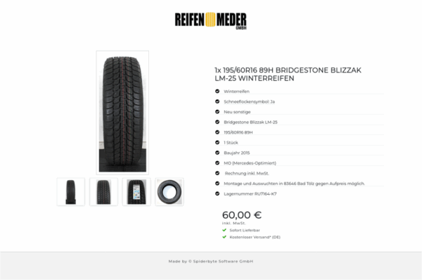 1x 195/60R16 89H BRIDGESTONE BLIZZAK LM-25 WINTERREIFEN #1BVY – Bild 5