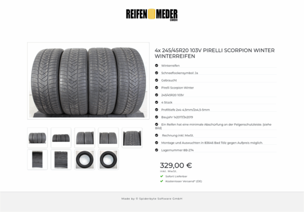 4x 245/45R20 103V PIRELLI SCORPION WINTER WINTERREIFEN #1TMB – Bild 10