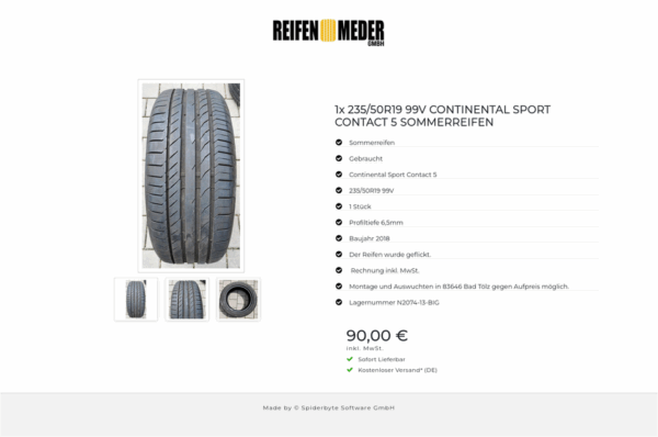 1x 235/50R19 99V CONTINENTAL SPORT CONTACT 5 SOMMERREIFEN #3150 – Bild 4