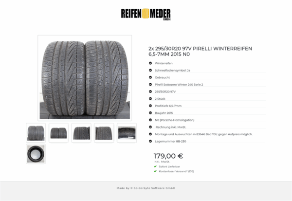 2x 295/30R20 97V PIRELLI WINTERREIFEN 6,5-7MM 2015 N0 #1SEB – Bild 7