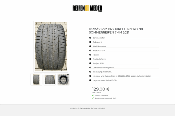 1x 315/30R22 107Y PIRELLI PZERO N0 SOMMERREIFEN 7MM 2021 #10WK – Bild 4