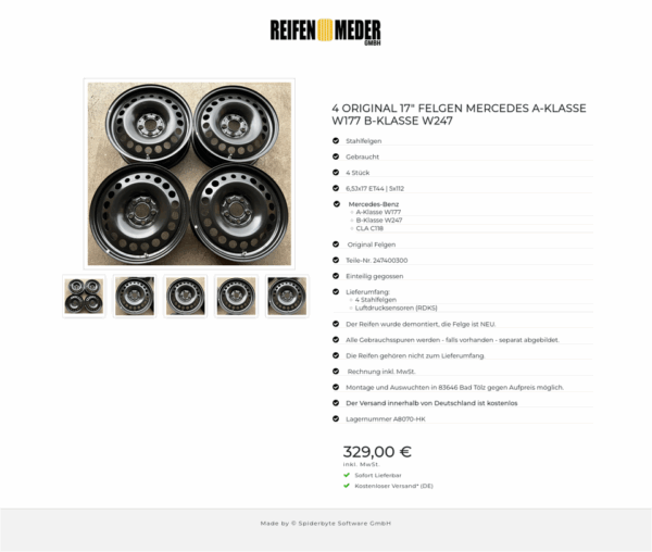 4 ORIGINAL 17" FELGEN MERCEDES A-KLASSE W177 B-KLASSE W247  #1UUA – Bild 6