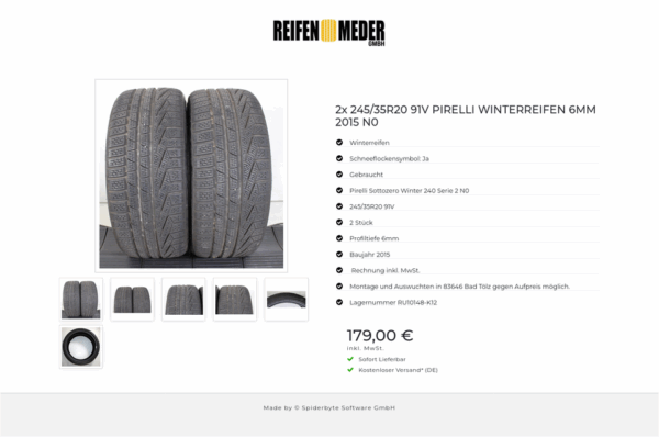2x 245/35R20 91V PIRELLI WINTERREIFEN 6MM 2015 N0 #1P0F – Bild 7