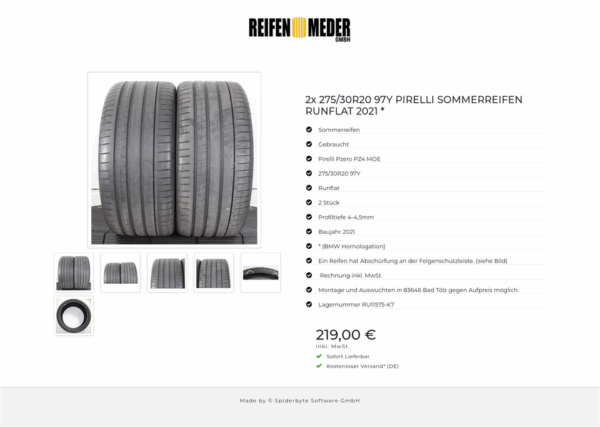 2x 275/30R20 97Y PIRELLI SOMMERREIFEN RUNFLAT 2021 * #1X4E – Bild 7
