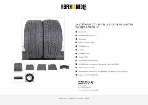 2x 275/40R21 107V PIRELLI SCORPION WINTER WINTERREIFEN N0 #1O9T – Bild 8