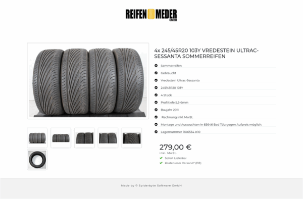 4x 245/45R20 103Y VREDESTEIN ULTRAC-SESSANTA SOMMERREIFEN #19WL – Bild 7