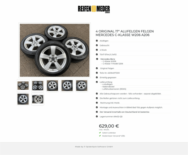 4 ORIGINAL 17" ALUFELGEN FELGEN MERCEDES C-KLASSE W206 A206 #1P4O – Bild 8