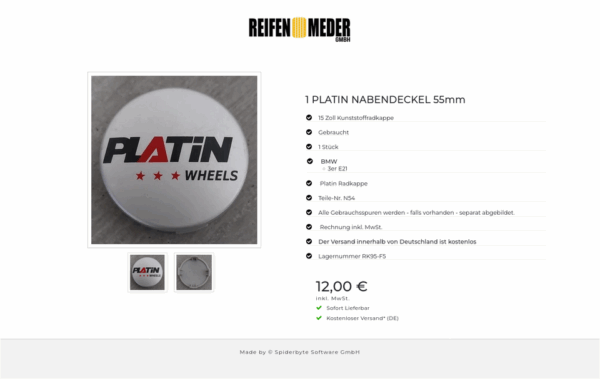 1 PLATIN NABENDECKEL 55mm #1MIF – Bild 3
