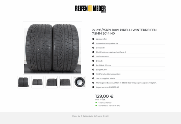 2x 295/35R19 100V PIRELLI WINTERREIFEN 7,5MM 2014 N0 #1BEX – Bild 6