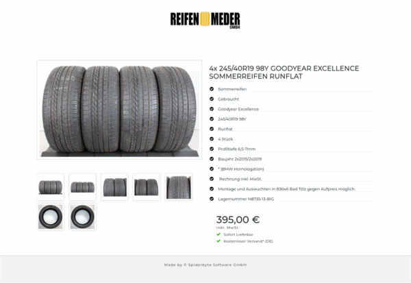 4x 245/40R19 98Y GOODYEAR EXCELLENCE SOMMERREIFEN RUNFLAT #1IKJ – Bild 8