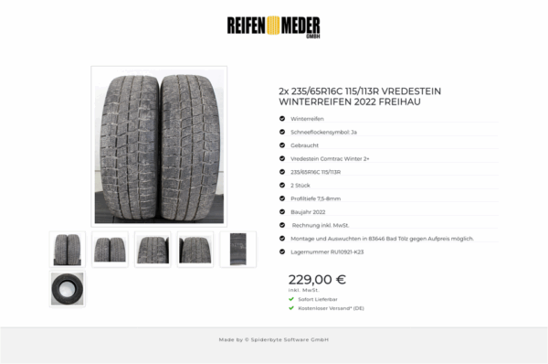 2x 235/65R16C 115/113R VREDESTEIN WINTERREIFEN 2022 FREIHAU #1TDD – Bild 7