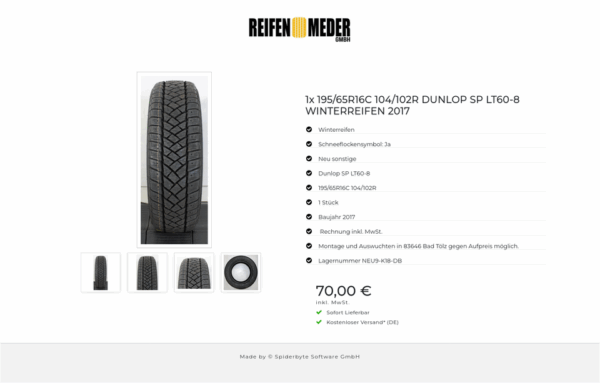 1x 195/65R16C 104/102R DUNLOP SP LT60-8 WINTERREIFEN 2017 #7724 – Bild 5