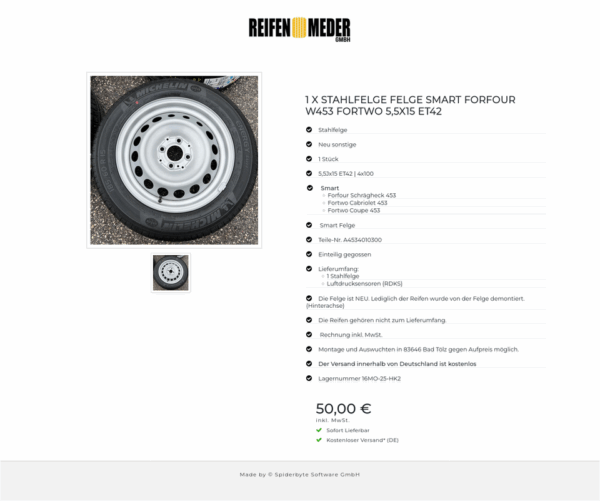 1 X STAHLFELGE FELGE SMART FORFOUR W453 FORTWO 5,5X15 ET42 #1DLE – Bild 2