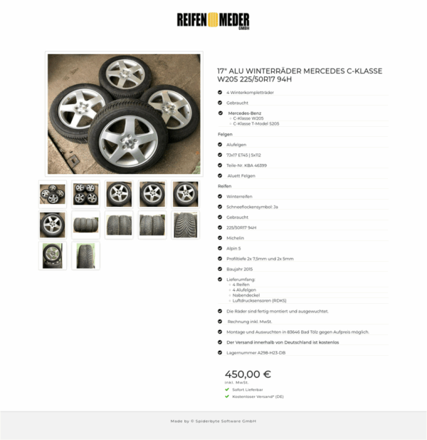 17" ALU WINTERRÄDER MERCEDES C-KLASSE W205 225/50R17 94H #10RL – Bild 13