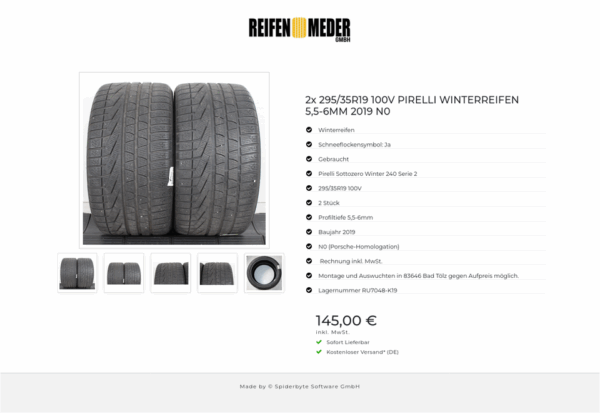 2x 295/35R19 100V PIRELLI WINTERREIFEN 5,5-6MM 2019 N0 #1BMX – Bild 6