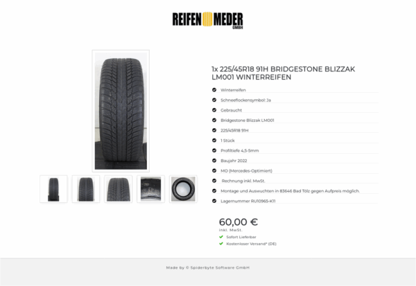 1x 225/45R18 91H BRIDGESTONE BLIZZAK LM001 WINTERREIFEN #1TJZ – Bild 6