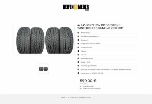 4x 245/50R19 105V BRIDGESTONE WINTERREIFEN RUNFLAT 2018 TOP #9880 – Bild 2