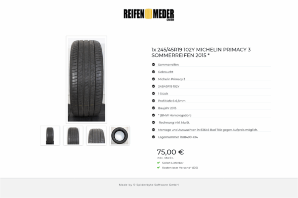 1x 245/45R19 102Y MICHELIN PRIMACY 3 SOMMERREIFEN 2015 * #1H6L – Bild 5