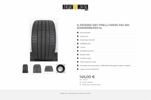 1x 315/30R21 105Y PIRELLI PZERO PZ4 NA1 SOMMERREIFEN XL #1KNB – Bild 5