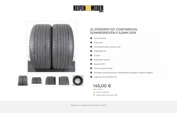 2x 275/50R19 112Y CONTINENTAL SOMMERREIFEN 5-5,5MM 2019 #1UZU – Bild 6
