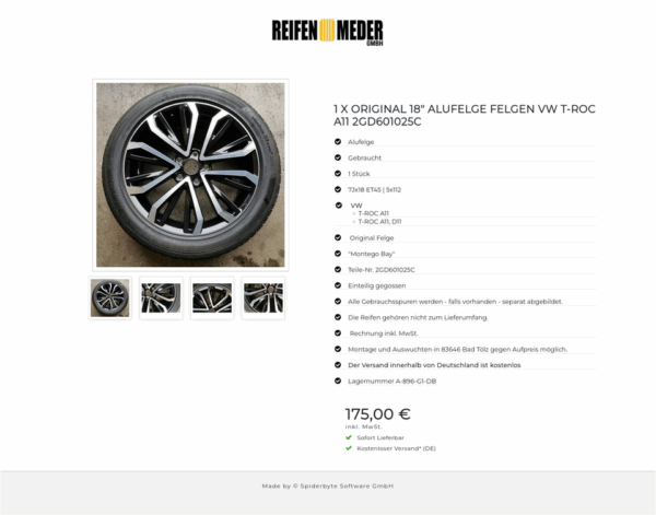 1 X ORIGINAL 18" ALUFELGE FELGEN VW T-ROC A11 2GD601025C  #107D – Bild 5