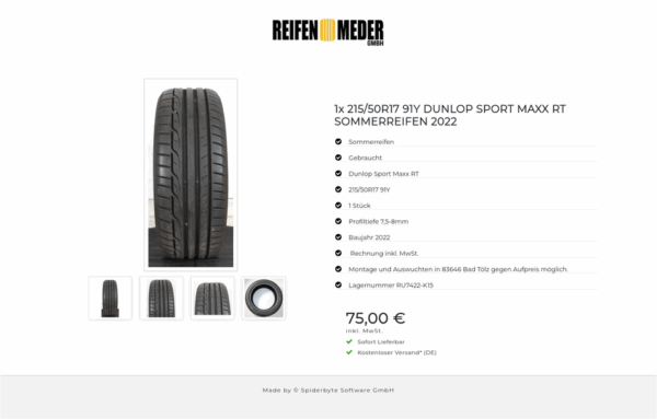 1x 215/50R17 91Y DUNLOP SPORT MAXX RT SOMMERREIFEN 2022 #1CLU – Bild 5