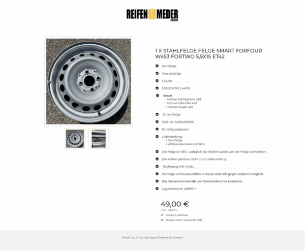 1 X STAHLFELGE FELGE SMART FORFOUR W453 FORTWO 5,5X15 ET42 #1ULO – Bild 3