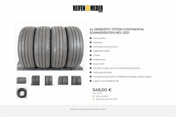 4x 235/60R17C 117/115R CONTINENTAL SOMMERREIFEN NEU 2021 #142P – Bild 7