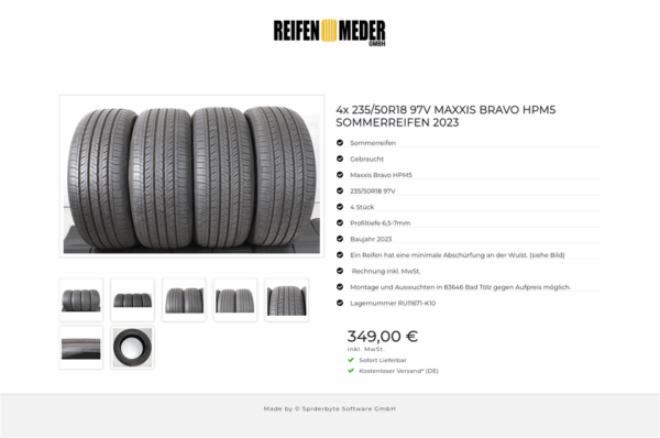 4x 235/50R18 97V MAXXIS BRAVO HPM5 SOMMERREIFEN 2023 #1Z0I – Bild 8