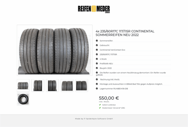 4x 235/60R17C 117/115R CONTINENTAL SOMMERREIFEN NEU 2022 #141U – Bild 7