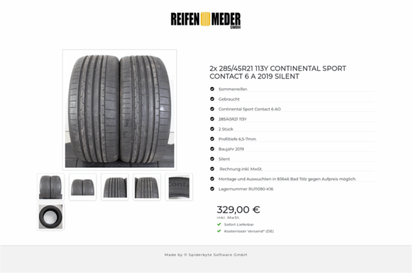 2x 285/45R21 113Y CONTINENTAL SPORT CONTACT 6 A 2019 SILENT #1UDV – Bild 7
