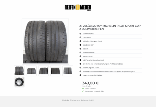 2x 265/35R20 95Y MICHELIN PILOT SPORT CUP 2 SOMMERREIFEN #1KNG – Bild 7