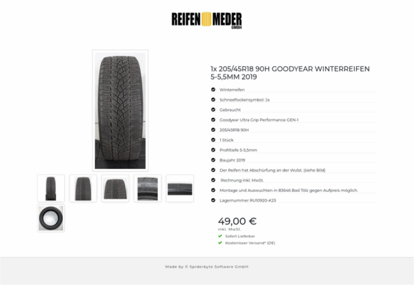 1x 205/45R18 90H GOODYEAR WINTERREIFEN 5-5,5MM 2019 #1TDC – Bild 7