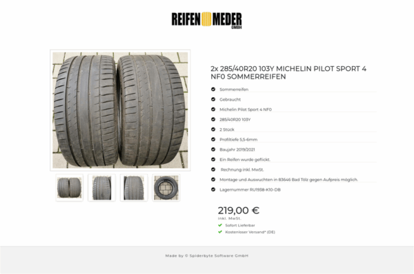 2x 285/40R20 103Y MICHELIN PILOT SPORT 4 NF0 SOMMERREIFEN #7375 – Bild 5