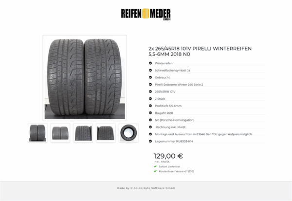 2x 265/45R18 101V PIRELLI WINTERREIFEN 5,5-6MM 2018 N0 #1GWJ – Bild 6