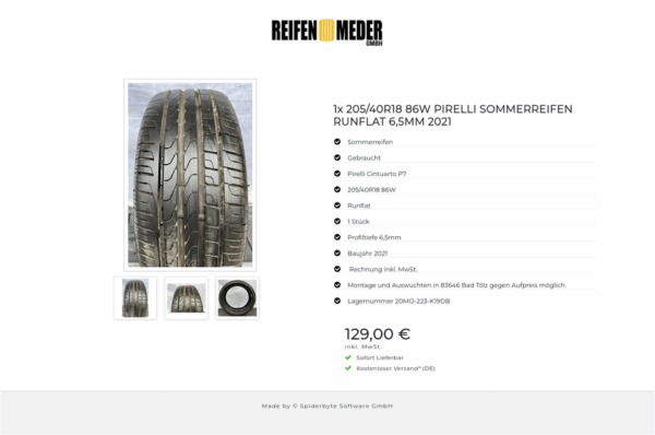 1x 205/40R18 86W PIRELLI SOMMERREIFEN RUNFLAT 6,5MM 2021 #9187 – Bild 4